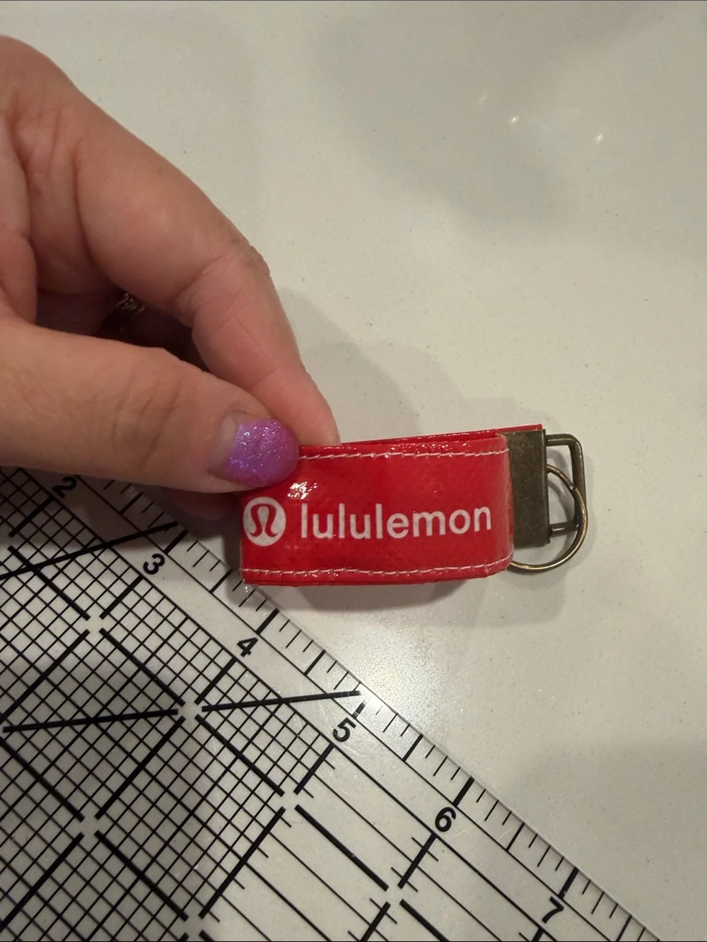 lululemon athletica -handmade Red Key Fob Keychain {#2 red w/gold}
